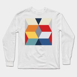 Building Block Boho Optical Illusion Tessellation Long Sleeve T-Shirt